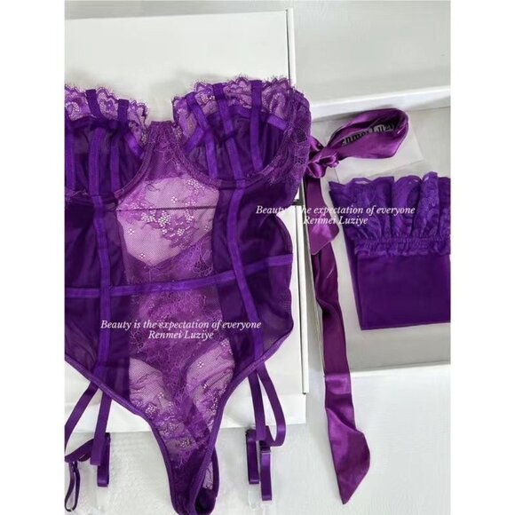 [MOONBLUSH] Lavender Lace Sexy Bondage Lingerie - Picture 8 of 8
